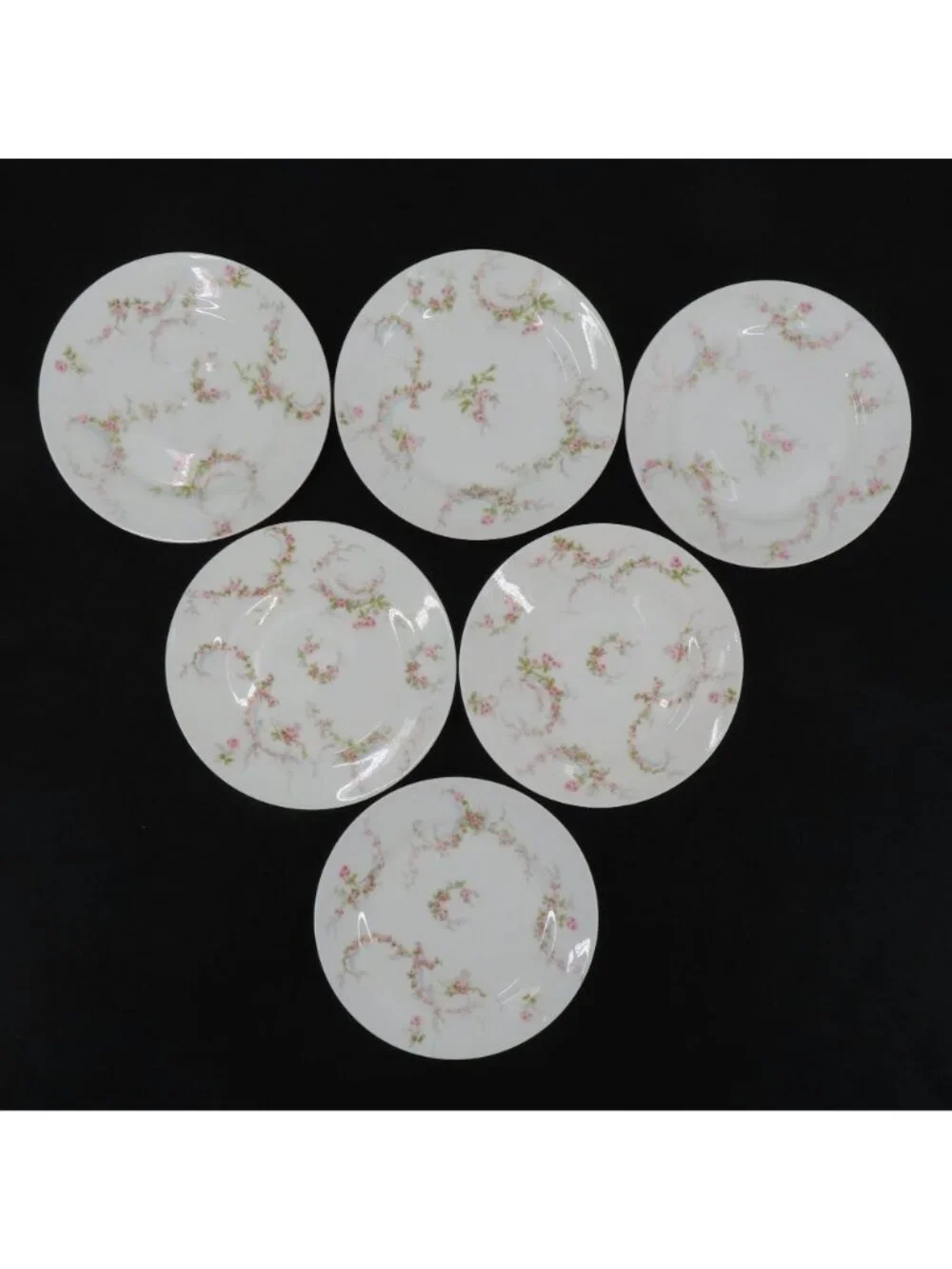 Theodore Haviland Set of 6 Plates 6.25in Pink Rose Flower Floral Swag Limoges